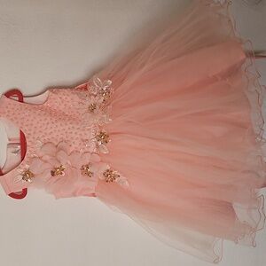 Pink Floral Tulle Dress